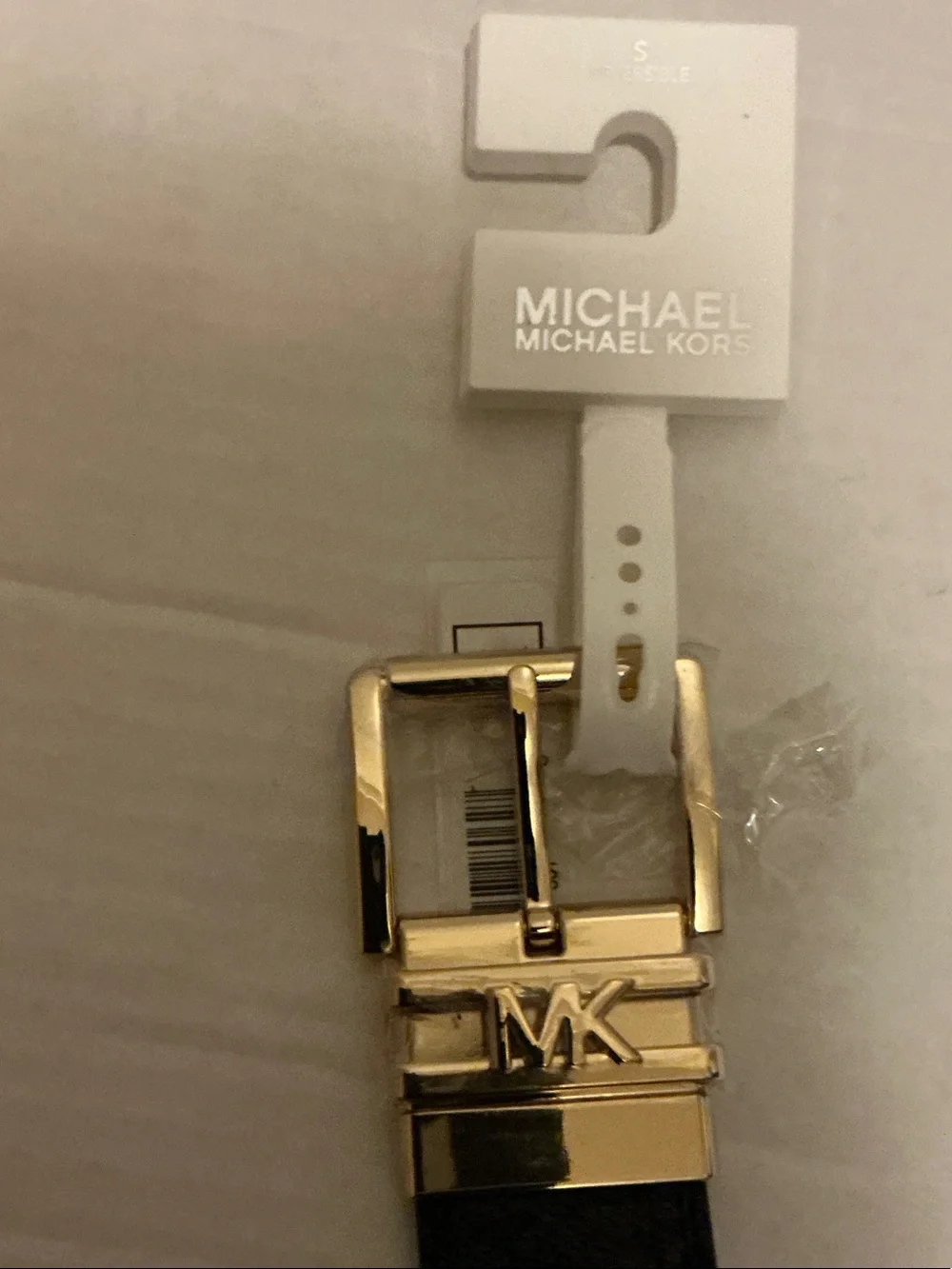 NWT: Michael Kors Black Leather Belt with Gold-tone MK Buckle